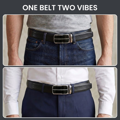 THE MEN THING Leather Belts Mens Genuine Leather Belt | 2 in 1 Reversible (Black & Brown) (1 Pc.) - REXVA-ROYVIC