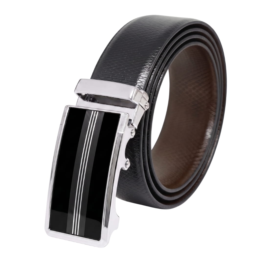 THE MEN THING Leather Belts Mens Genuine Leather Belt | 2 in 1 Reversible (Black & Brown) (1 Pc.) - REXVA - TREVION