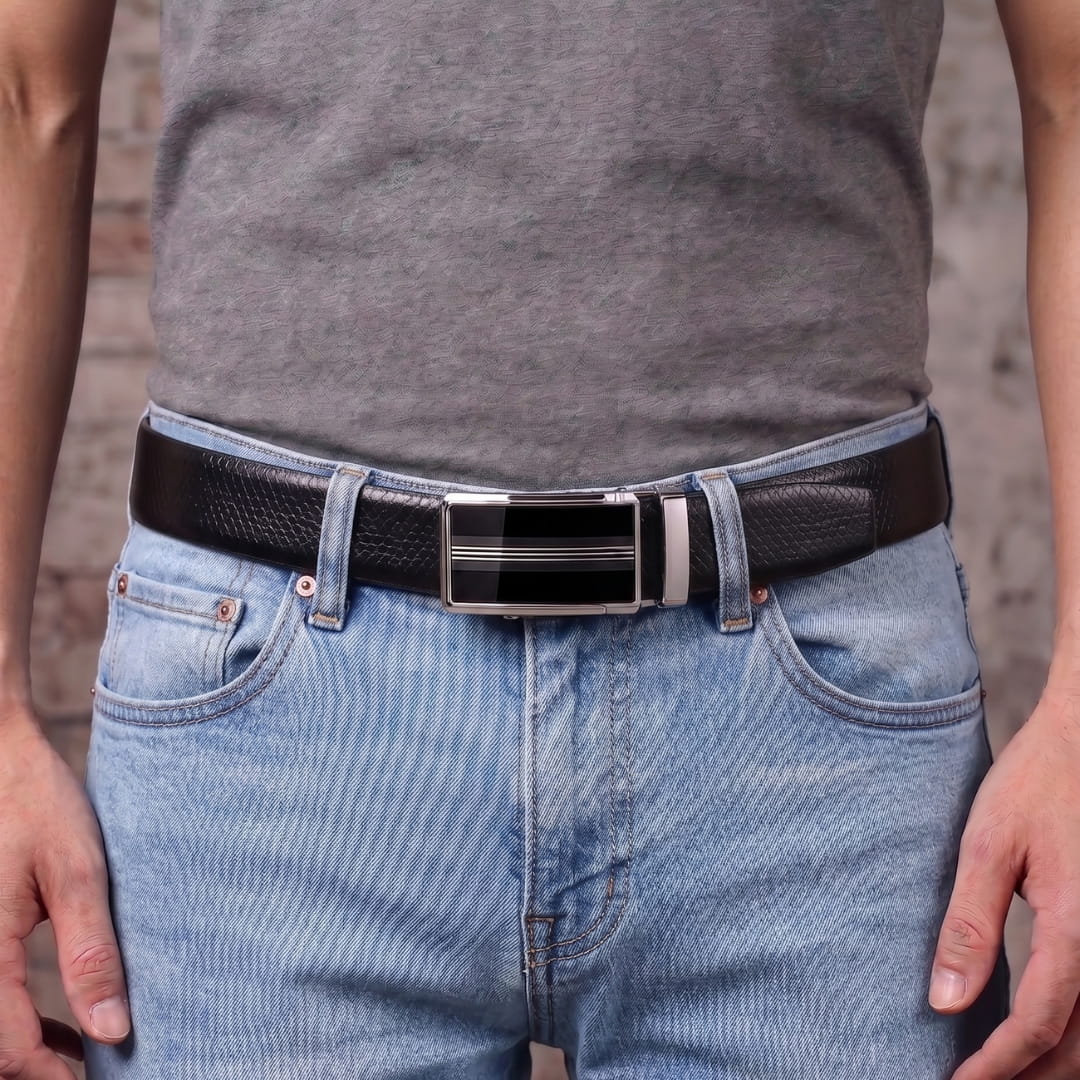 THE MEN THING Leather Belts Mens Genuine Leather Belt | 2 in 1 Reversible (Black & Brown) (1 Pc.) - REXVA - TREVION