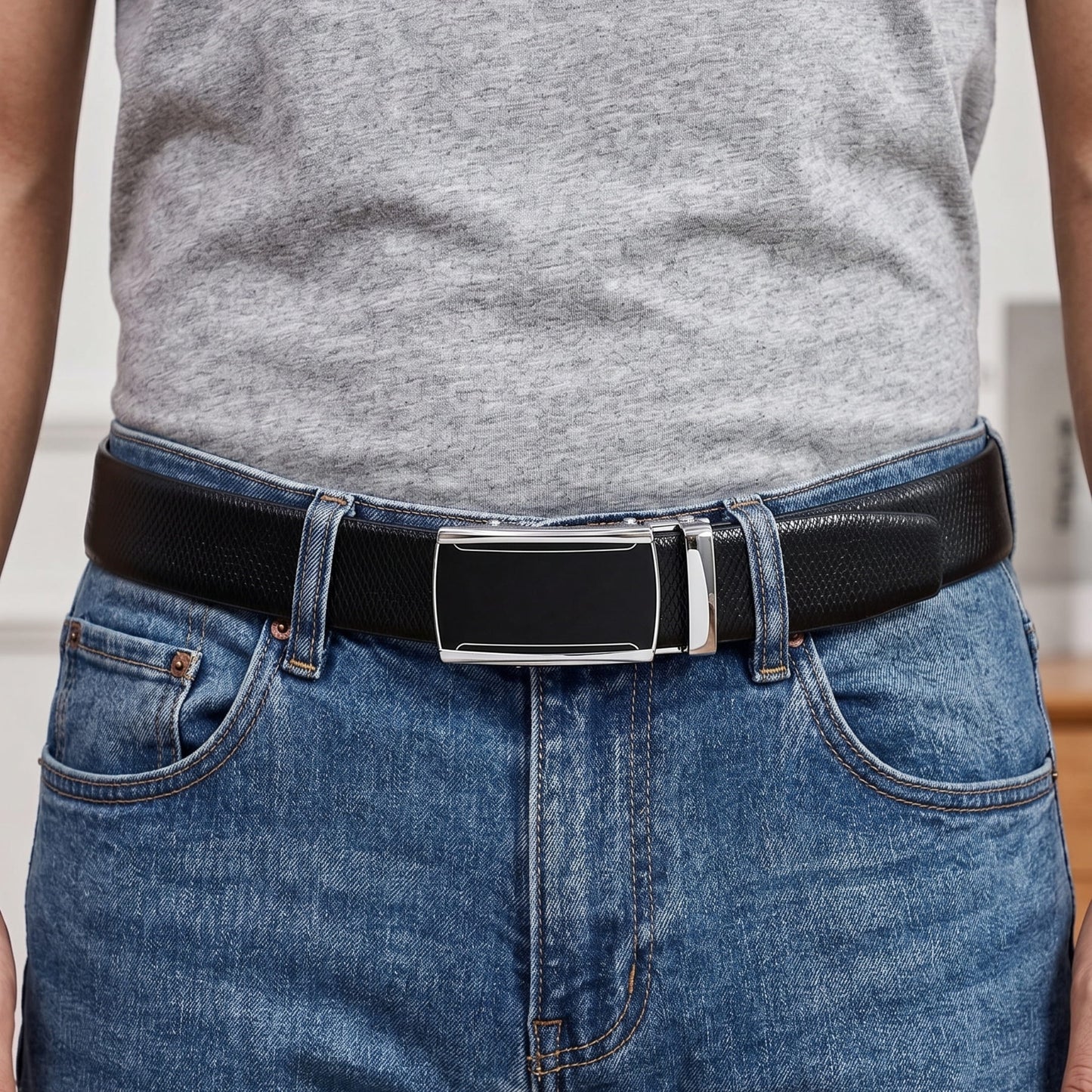 THE MEN THING Leather Belts Mens Genuine Leather Belt | 2 in 1 Reversible (Black & Brown) (1 Pc.) - REXVA - VELMIR
