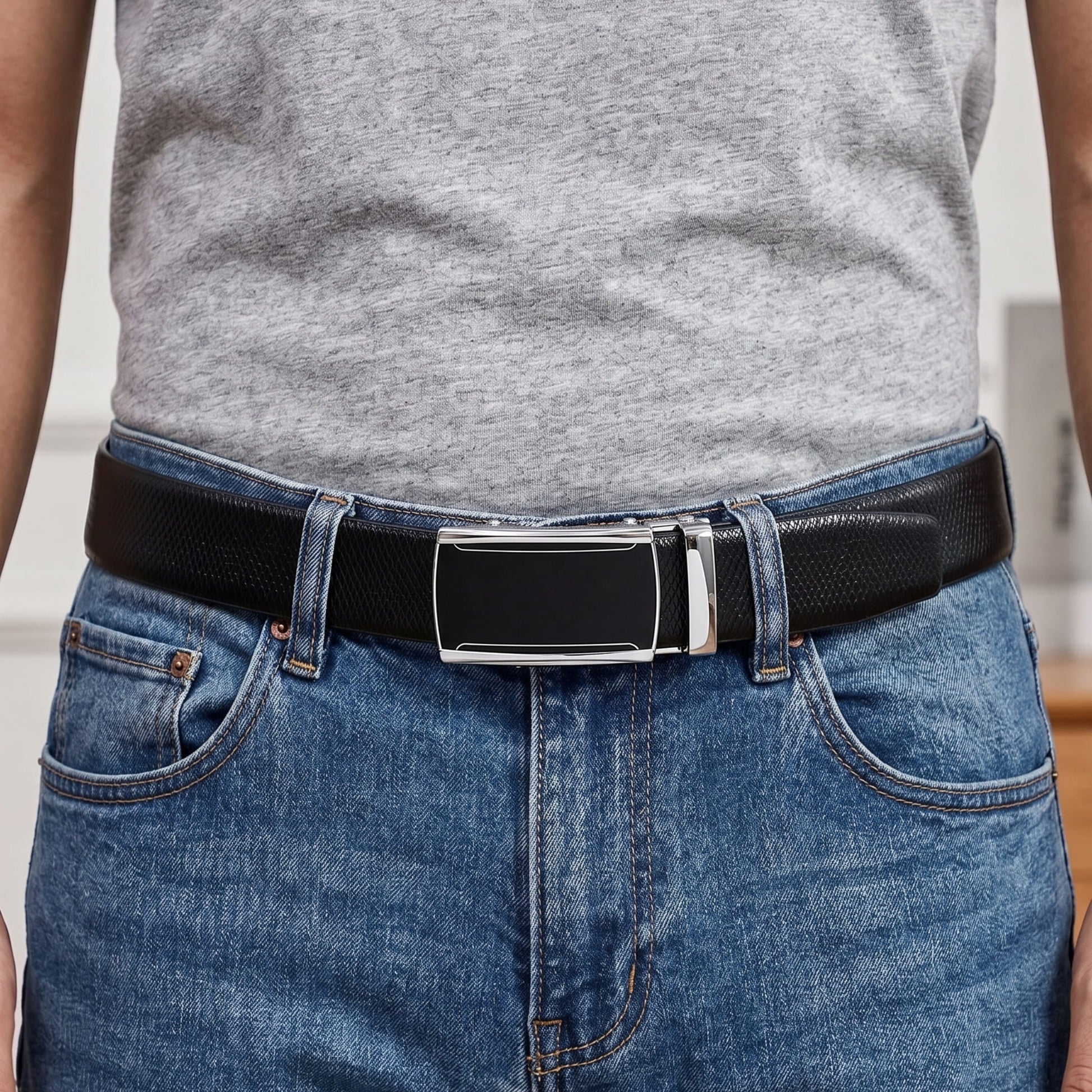 THE MEN THING Leather Belts Mens Genuine Leather Belt | 2 in 1 Reversible (Black & Brown) (1 Pc.) - REXVA - VELMIR