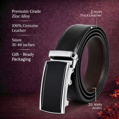 THE MEN THING Leather Belts Mens Genuine Leather Belt | 2 in 1 Reversible (Black & Brown) (1 Pc.) - REXVA - VELMIR