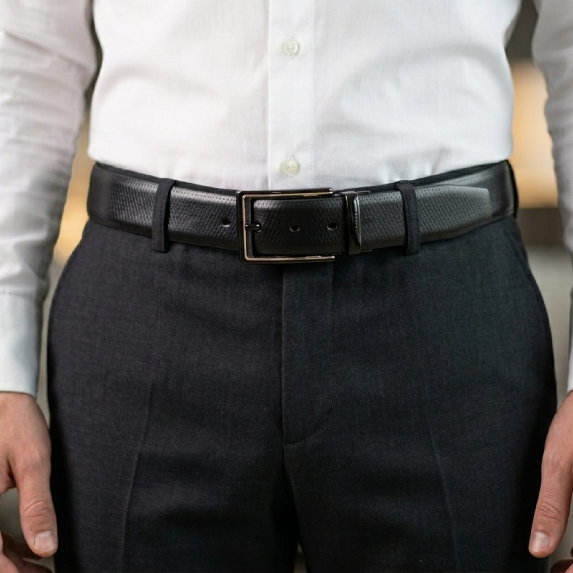 THE MEN THING Leather Belts Mens Genuine Leather Belt | 2 in 1 Reversible (Black & Brown) (1 Pc.) - SERPENTO