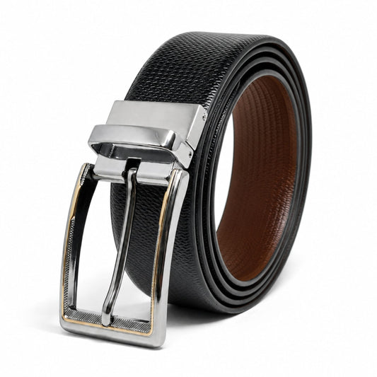 THE MEN THING Leather Belts Mens Genuine Leather Belt | 2 in 1 Reversible (Black & Brown) (1 Pc.) - SIGNORA