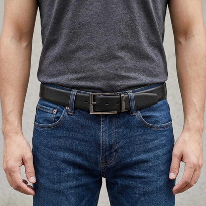 Mens 100% Genuine Leather Belt - SIGNORA Micro-Grain, TORIX Brushed Bronze Pin Buckle (Black & Brown Reversible) — Leather Belts for Men | THE MEN THING