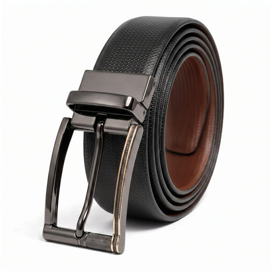 THE MEN THING Leather Belts Mens Genuine Leather Belt | 2 in 1 Reversible (Black & Brown) (1 Pc.) - SIGNORA