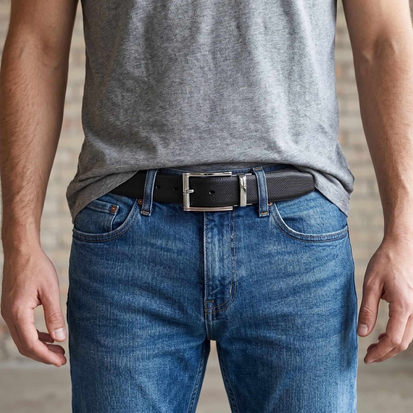 Mens 100% Genuine Leather Belt - SIGNORA Micro-Grain, DYNARO Mirror Chrome Pin Buckle (Black & Brown Reversible) — Leather Belts for Men | THE MEN THING