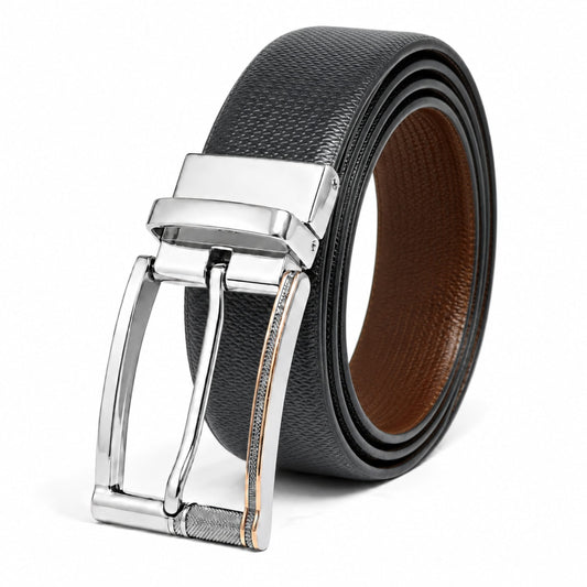 THE MEN THING Leather Belts Mens Genuine Leather Belt | 2 in 1 Reversible (Black & Brown) (1 Pc.) - SIGNORA