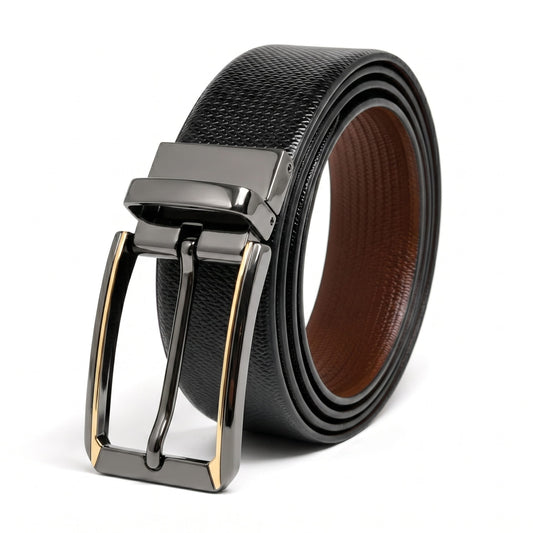THE MEN THING Leather Belts Mens Genuine Leather Belt | 2 in 1 Reversible (Black & Brown) (1 Pc.) - SIGNORA