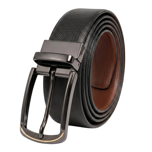 THE MEN THING Leather Belts Mens Genuine Leather Belt | 2 in 1 Reversible (Black & Brown) (1 Pc.) - SIGNORA