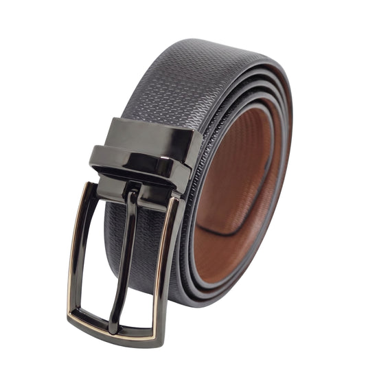 THE MEN THING Leather Belts Mens Genuine Leather Belt | 2 in 1 Reversible (Black & Brown) (1 Pc.) - SIGNORA