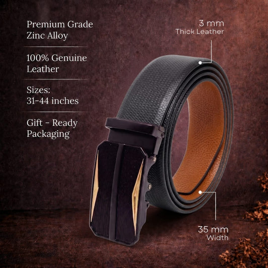 THE MEN THING Leather Belts Mens Genuine Leather Belt | 2 in 1 Reversible (Black & Brown) (1 Pc.) - SIGNORA