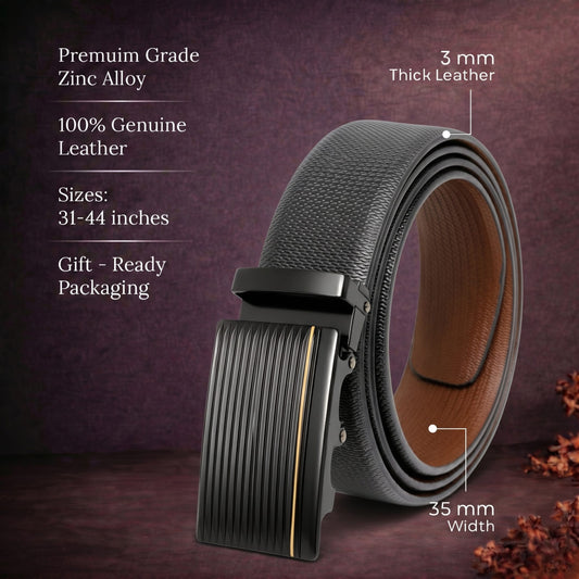 THE MEN THING Leather Belts Mens Genuine Leather Belt | 2 in 1 Reversible (Black & Brown) (1 Pc.) - SIGNORA