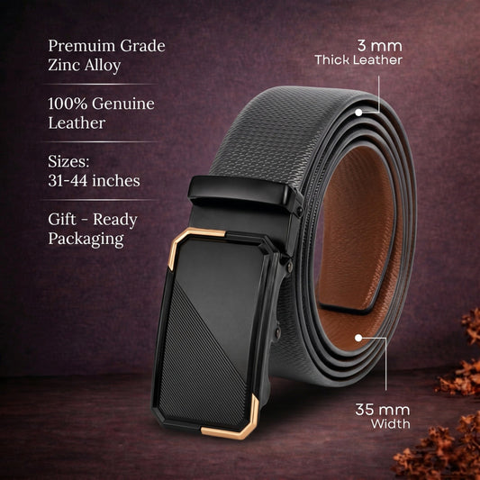 THE MEN THING Leather Belts Mens Genuine Leather Belt | 2 in 1 Reversible (Black & Brown) (1 Pc.) - SIGNORA