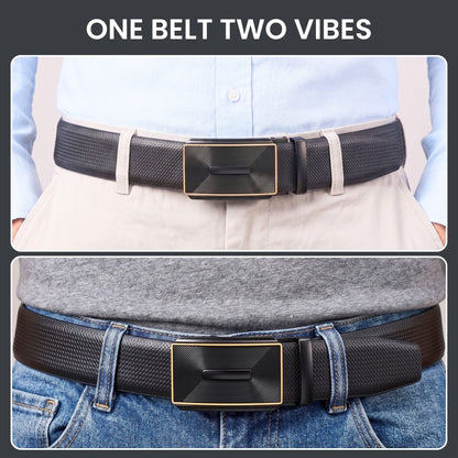 THE MEN THING Leather Belts Mens Genuine Leather Belt | 2 in 1 Reversible (Black & Brown) (1 Pc.) - SIGNORA