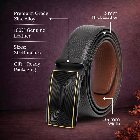 THE MEN THING Leather Belts Mens Genuine Leather Belt | 2 in 1 Reversible (Black & Brown) (1 Pc.) - SIGNORA