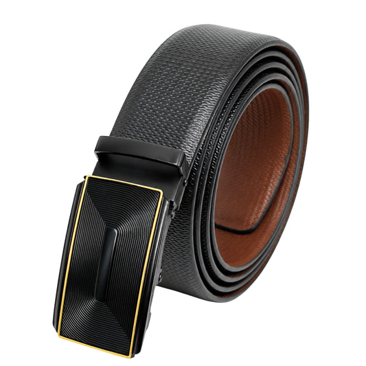 THE MEN THING Leather Belts Mens Genuine Leather Belt | 2 in 1 Reversible (Black & Brown) (1 Pc.) - SIGNORA