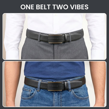 THE MEN THING Leather Belts Mens Genuine Leather Belt | 2 in 1 Reversible (Black & Brown) (1 Pc.) - SIGNORA
