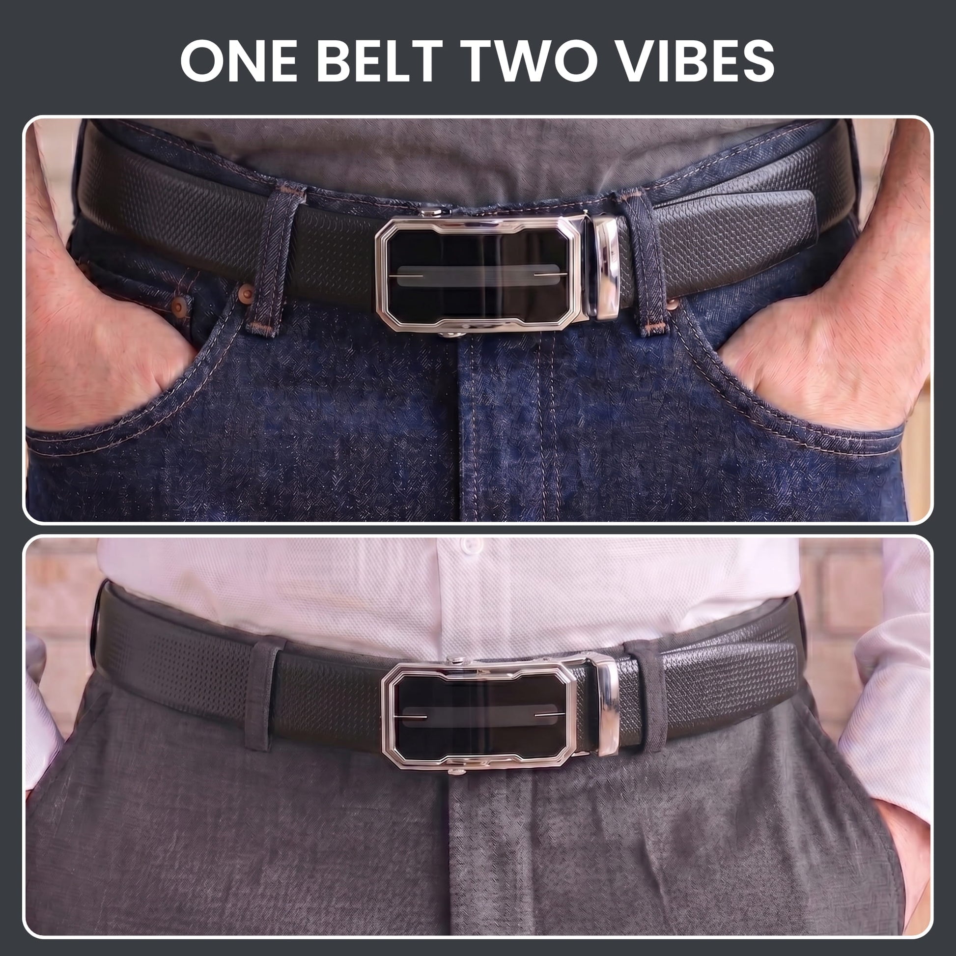 THE MEN THING Leather Belts Mens Genuine Leather Belt | 2 in 1 Reversible (Black & Brown) (1 Pc.) - SIGNORA - AVENZO