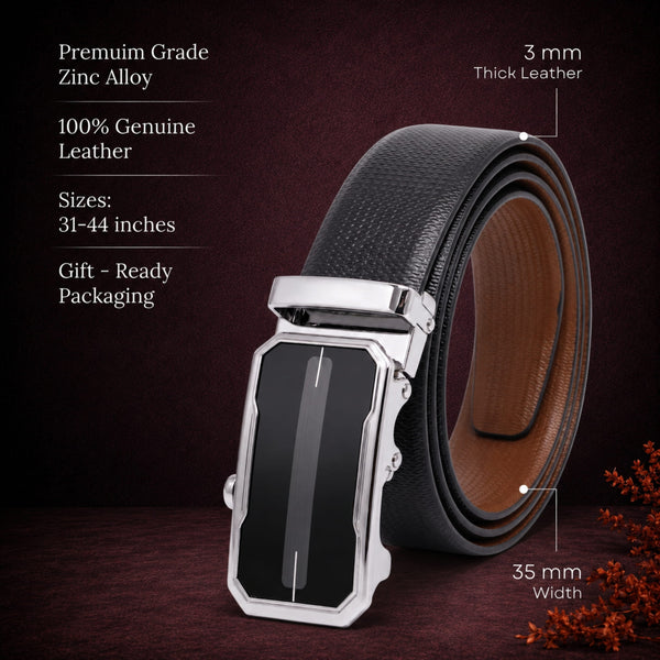 Mens Genuine Leather Belt | 2 in 1 Reversible (Black & Brown) (1 Pc.) - SIGNORA - AVENZO