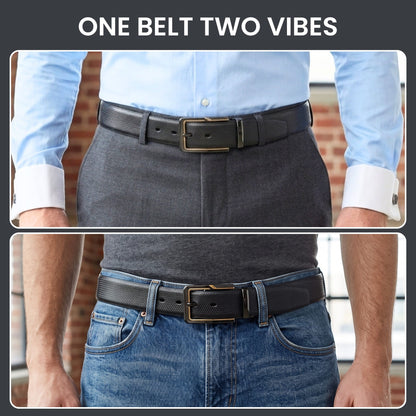 THE MEN THING Leather Belts Mens Genuine Leather Belt | 2 in 1 Reversible (Black & Brown) (1 Pc.) - SIGNORA -BRAVIX