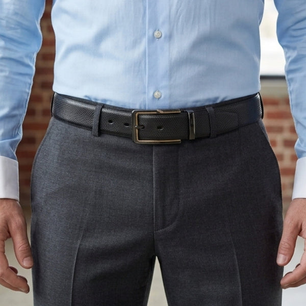 Mens Genuine Leather Belt | 2 in 1 Reversible (Black & Brown) (1 Pc.) - SIGNORA -BRAVIX