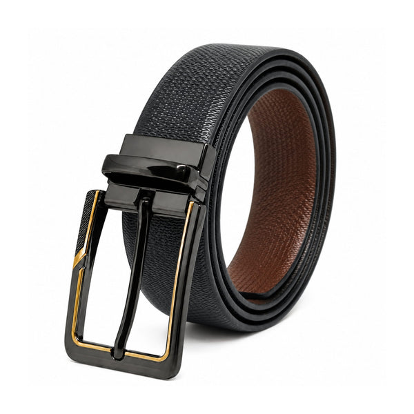 Mens Genuine Leather Belt | 2 in 1 Reversible (Black & Brown) (1 Pc.) - SIGNORA -BRAVIX