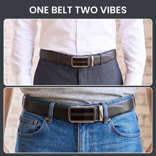 Mens Genuine Leather Belt | 2 in 1 Reversible (Black & Brown) (1 Pc.) - SIGNORA - KLYNT