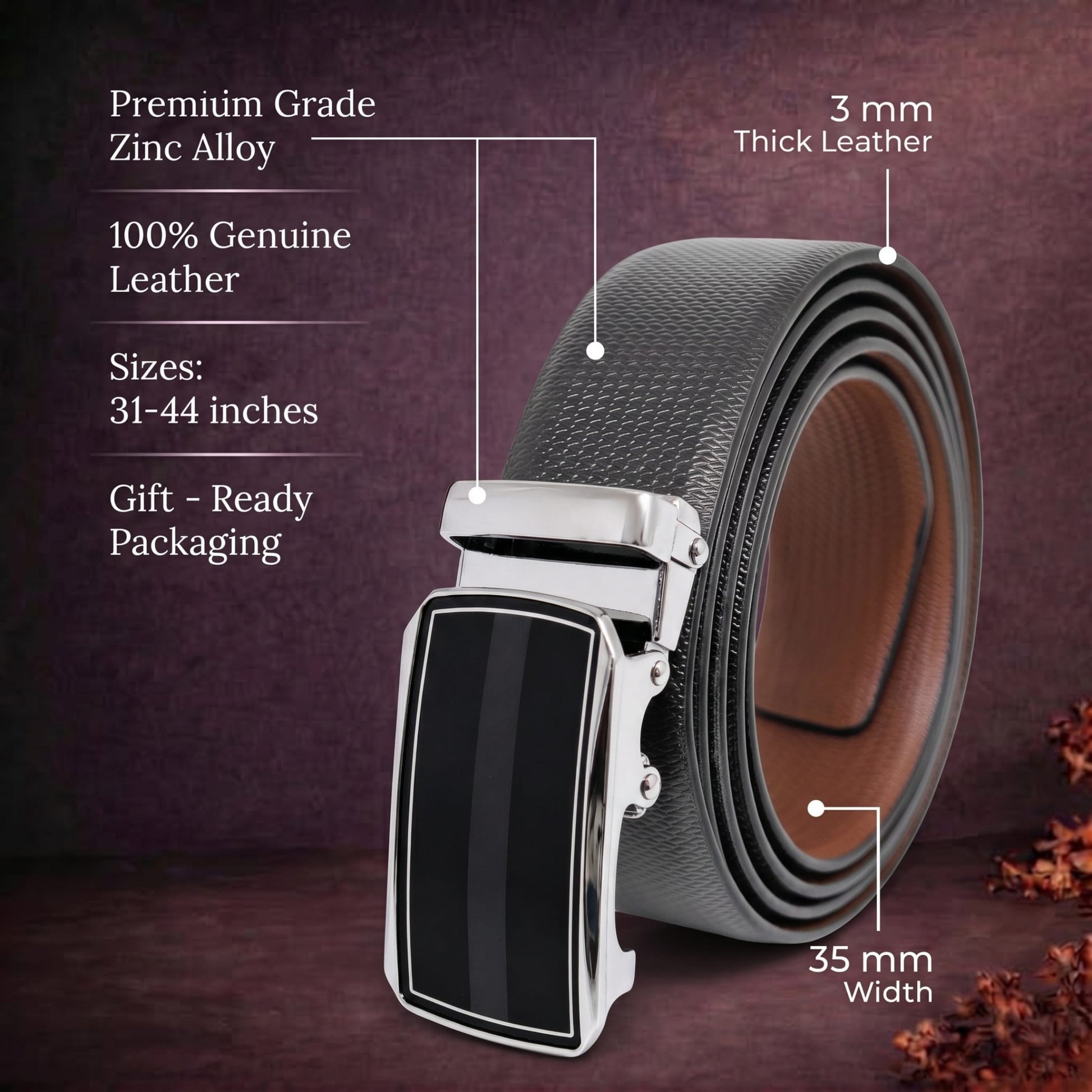 THE MEN THING Leather Belts Mens Genuine Leather Belt | 2 in 1 Reversible (Black & Brown) (1 Pc.) - SIGNORA - KLYNT