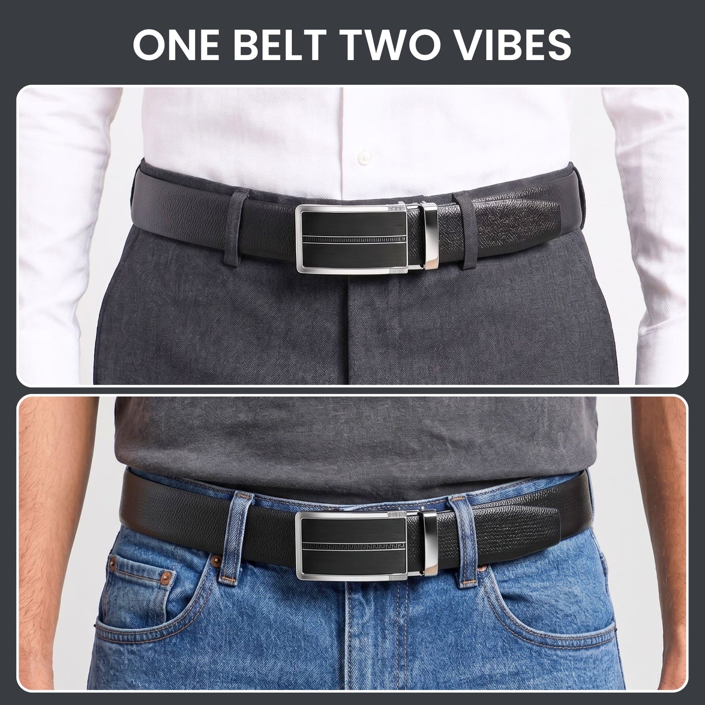 THE MEN THING Leather Belts Mens Genuine Leather Belt | 2 in 1 Reversible (Black & Brown) (1 Pc.) - SIGNORA - KRONIQ
