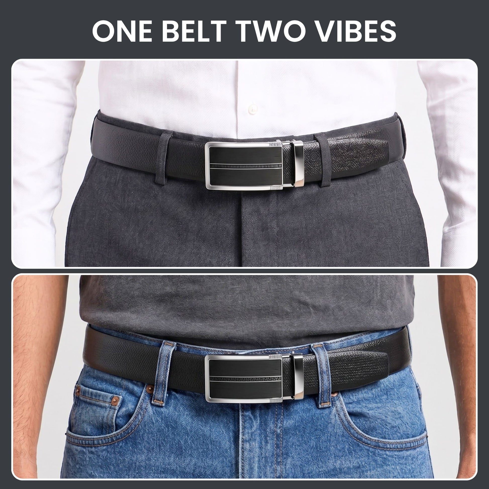 THE MEN THING Leather Belts Mens Genuine Leather Belt | 2 in 1 Reversible (Black & Brown) (1 Pc.) - SIGNORA - KRONIQ