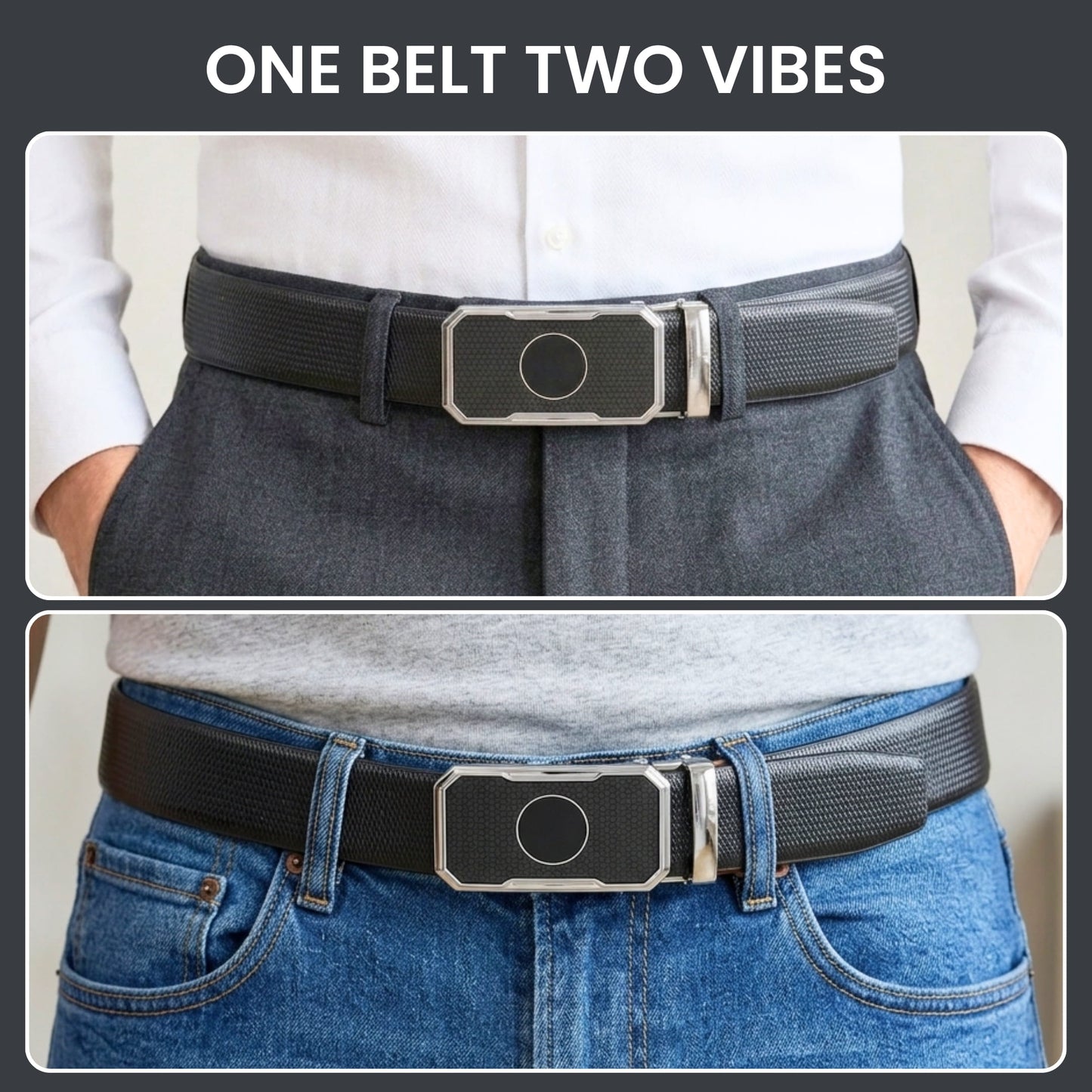 THE MEN THING Leather Belts Mens Genuine Leather Belt | 2 in 1 Reversible (Black & Brown) (1 Pc.) - SIGNORA - MONTREX