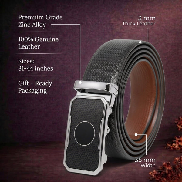 Mens Genuine Leather Belt | 2 in 1 Reversible (Black & Brown) (1 Pc.) - SIGNORA - MONTREX