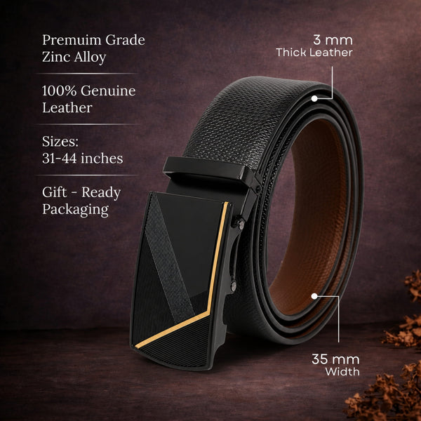 Mens Genuine Leather Belt | 2 in 1 Reversible (Black & Brown) (1 Pc.) - SIGNORA - NOCTIS