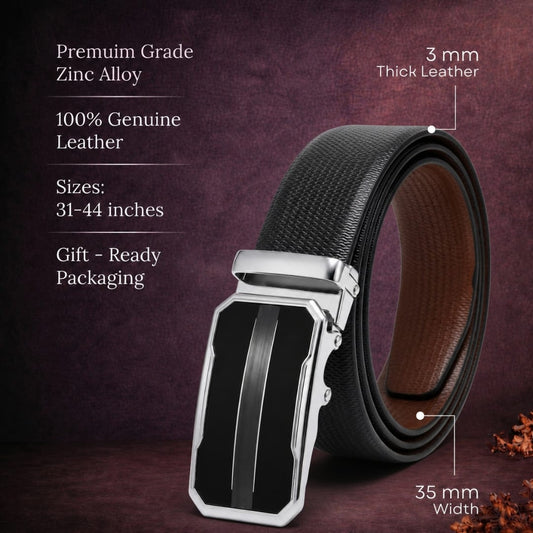 THE MEN THING Leather Belts Mens Genuine Leather Belt | 2 in 1 Reversible (Black & Brown) (1 Pc.) - SIGNORA-OVRIS