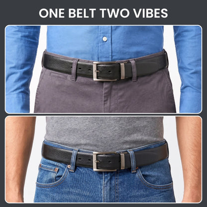 THE MEN THING Leather Belts Mens Genuine Leather Belt | 2 in 1 Reversible (Black & Brown) (1 Pc.) - SIGNORA -PIVOT