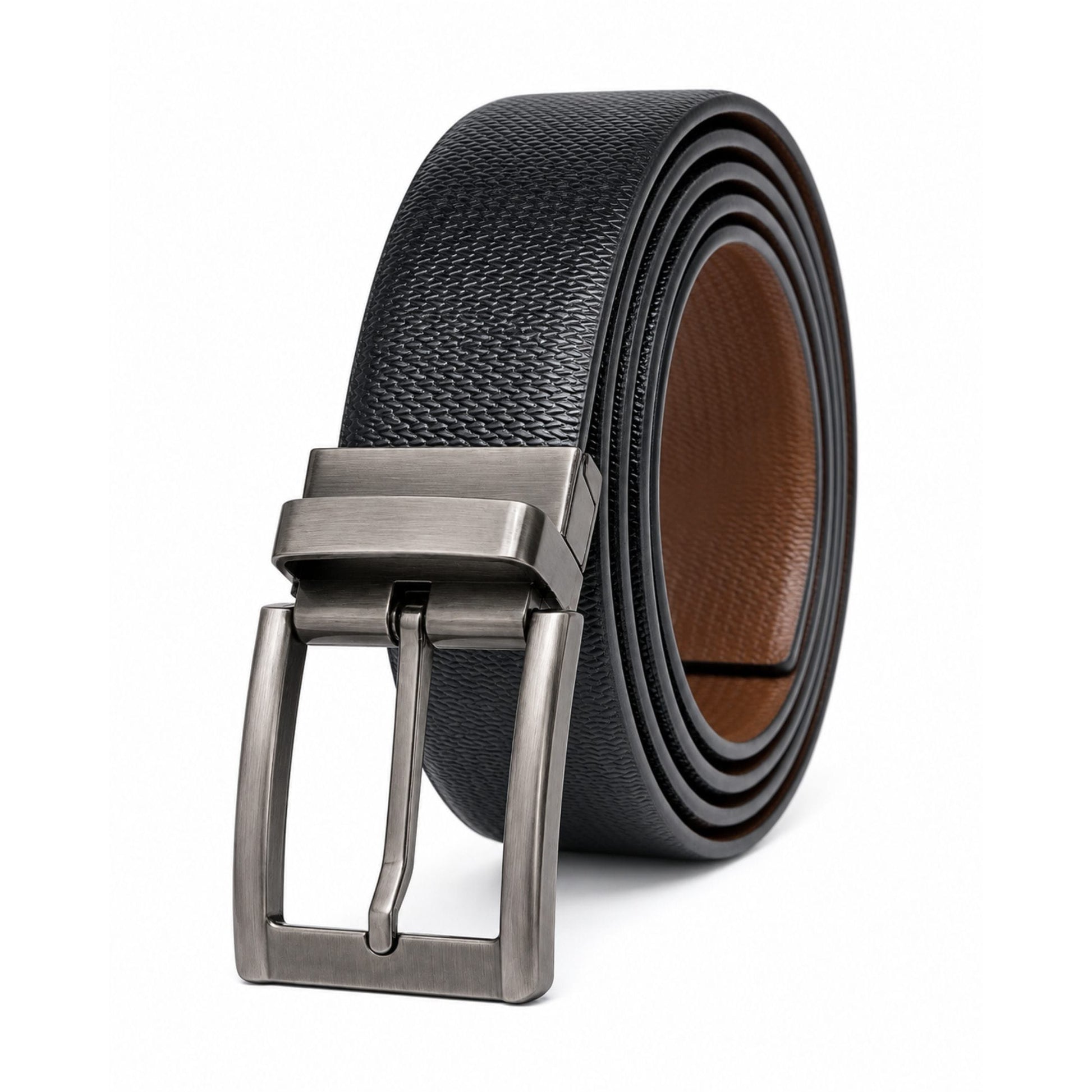 THE MEN THING Leather Belts Mens Genuine Leather Belt | 2 in 1 Reversible (Black & Brown) (1 Pc.) - SIGNORA -PIVOT