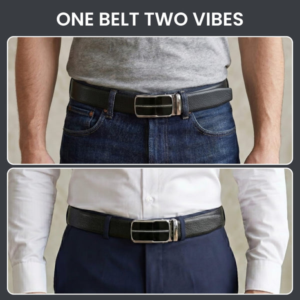 Mens Genuine Leather Belt | 2 in 1 Reversible (Black & Brown) (1 Pc.) - SIGNORA-ROYVIC