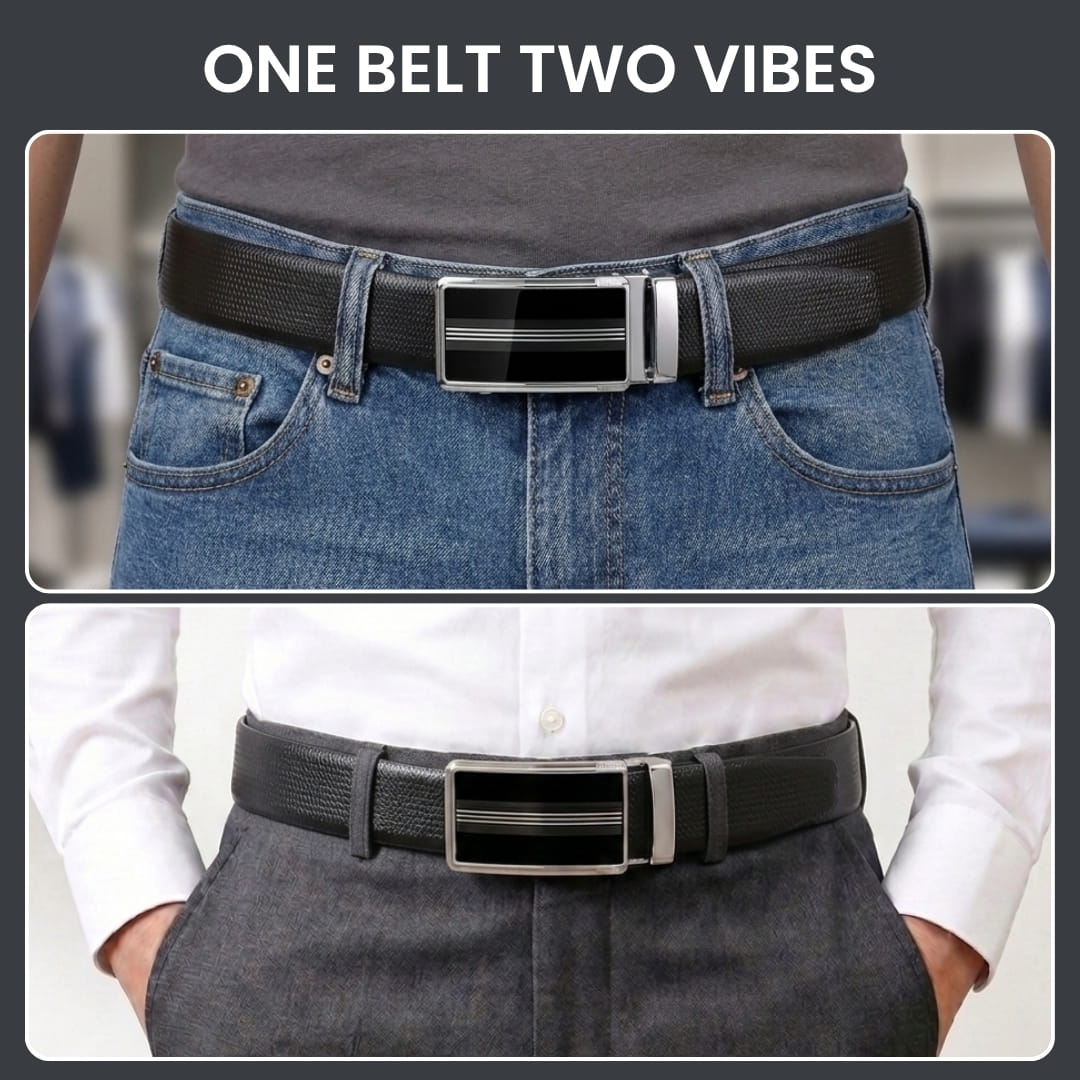 THE MEN THING Leather Belts Mens Genuine Leather Belt | 2 in 1 Reversible (Black & Brown) (1 Pc.) - SIGNORA - TREVION