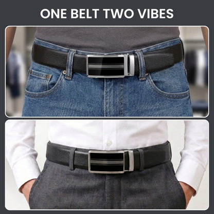 THE MEN THING Leather Belts Mens Genuine Leather Belt | 2 in 1 Reversible (Black & Brown) (1 Pc.) - SIGNORA - TREVION