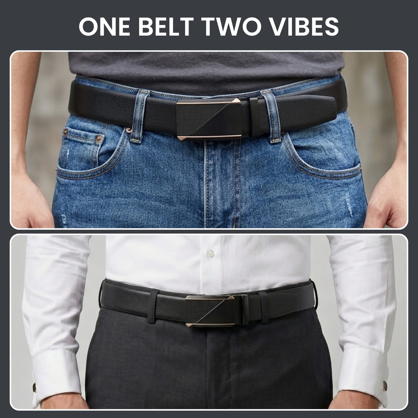 THE MEN THING Leather Belts Mens Genuine Leather Belt | 2 in 1 Reversible (Black & Brown) (1 Pc.) - SIGNORA -TRION