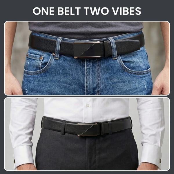 Mens Genuine Leather Belt | 2 in 1 Reversible (Black & Brown) (1 Pc.) - SIGNORA -TRION