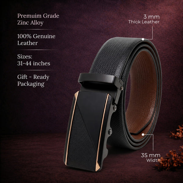 Mens Genuine Leather Belt | 2 in 1 Reversible (Black & Brown) (1 Pc.) - SIGNORA -TRION
