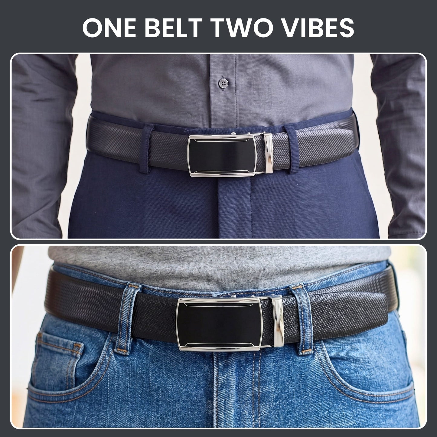 THE MEN THING Leather Belts Mens Genuine Leather Belt | 2 in 1 Reversible (Black & Brown) (1 Pc.) - SIGNORA - VELMIR