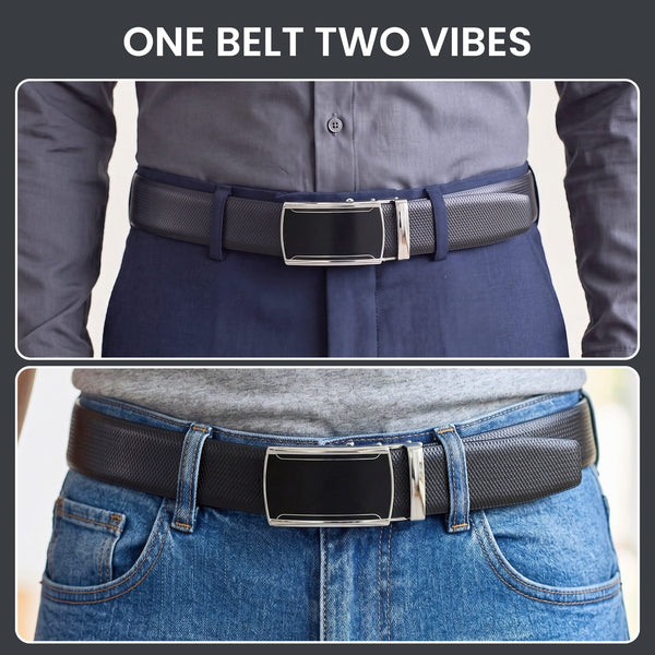 Mens Genuine Leather Belt | 2 in 1 Reversible (Black & Brown) (1 Pc.) - SIGNORA - VELMIR