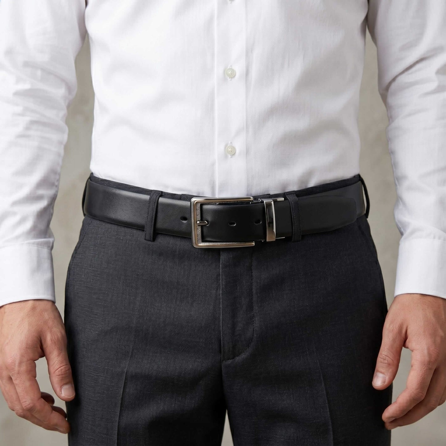 Mens 100% Genuine Leather Belt - VELARO Smooth Matte, AXIOM Polished Pin Buckle (Black & Brown Reversible) — Leather Belts for Men | THE MEN THING