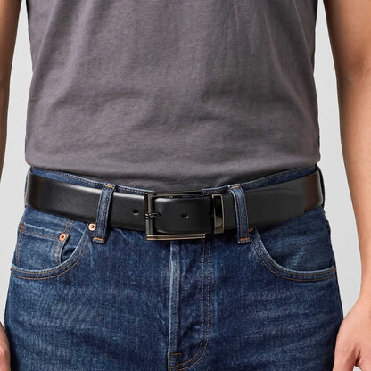 Mens 100% Genuine Leather Belt - VELARO Smooth Matte, TORIX Brushed Bronze Pin Buckle (Black & Brown Reversible) — Leather Belts for Men | THE MEN THING