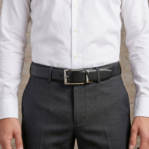 Mens Genuine Leather Belt | 2 in 1 Reversible (Black & Brown) (1 Pc.) - Velaro