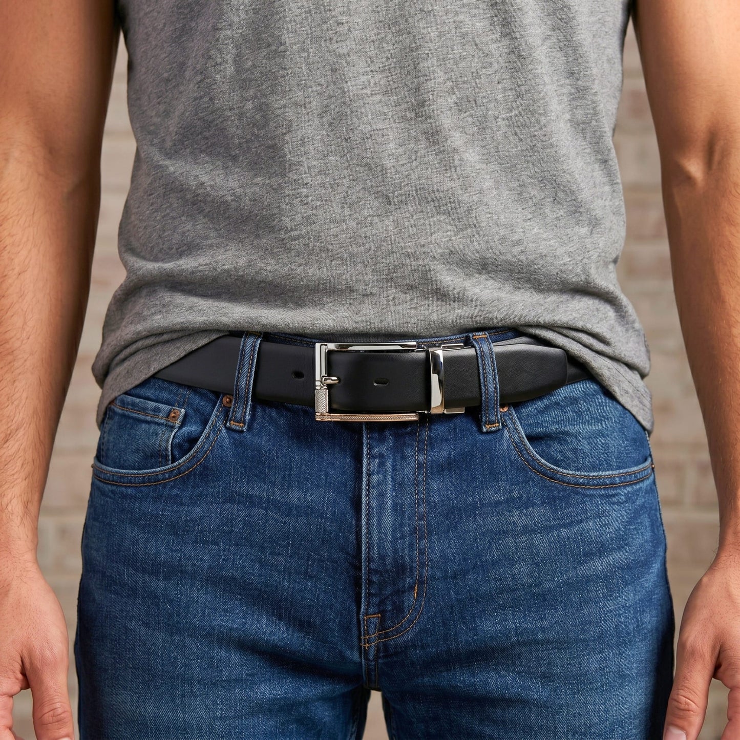 THE MEN THING Leather Belts Mens Genuine Leather Belt | 2 in 1 Reversible (Black & Brown) (1 Pc.) - Velaro
