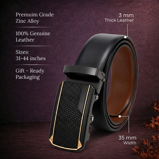 THE MEN THING Leather Belts Mens Genuine Leather Belt | 2 in 1 Reversible (Black & Brown) (1 Pc.) - VELARO